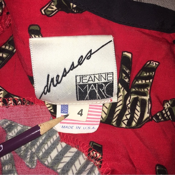 JEANNE MARC Dress VINTAGE Pop Art ZEBRA Cheetah RED / BLACK - Sz 4 Made in USA - Picture 6 of 16